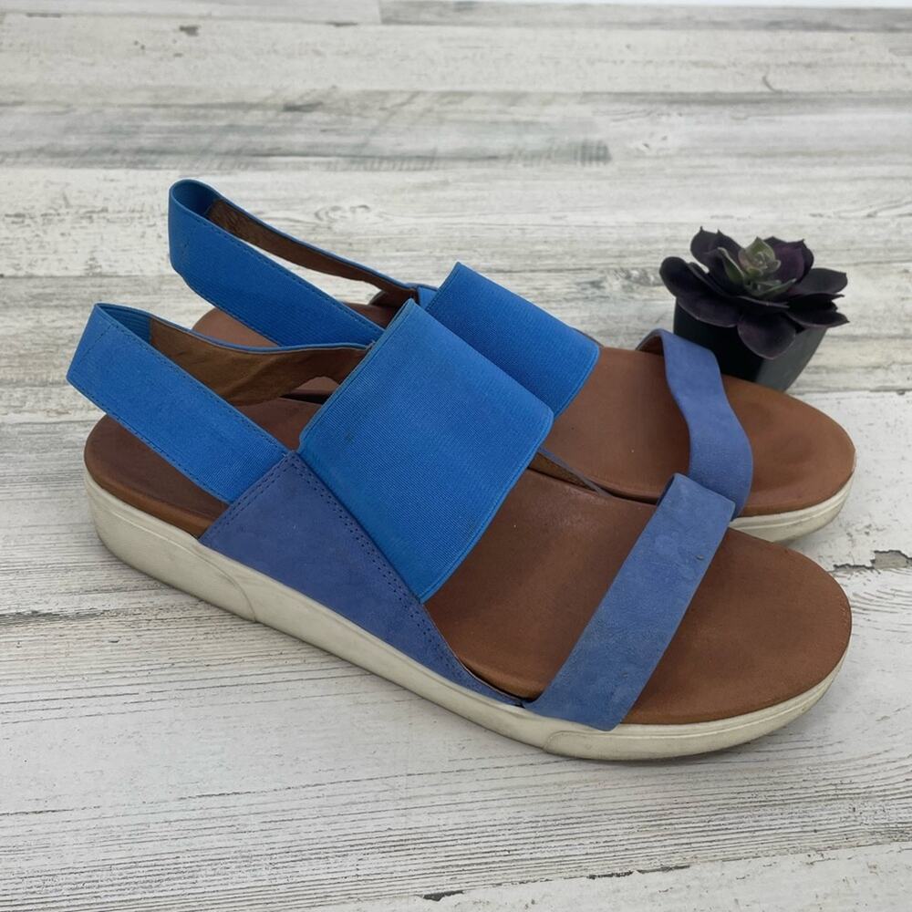 Gentle Souls Blue Leather Strappy Platform Sandals Comfortable 8.5
